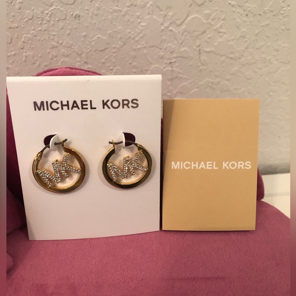 New Original Gold Michaelkors Earrings With Tag And Booklet